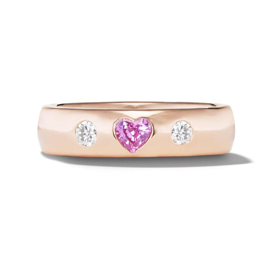 PINK HEART RING WITH DIAMOND ACCENTS