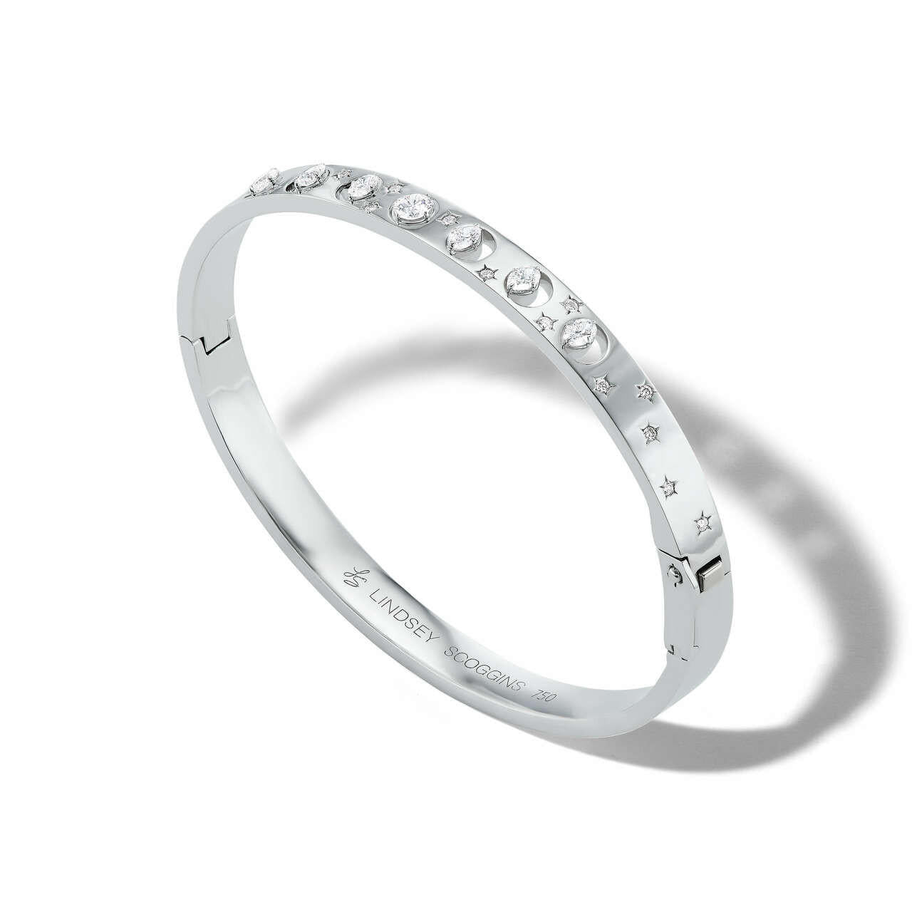 narrow moon phase bangle with diamonds