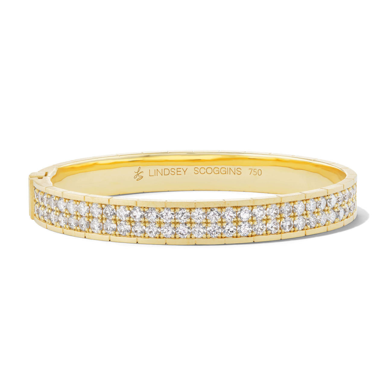 Note to Self Two Row Pave Diamond Bangle Bracelet