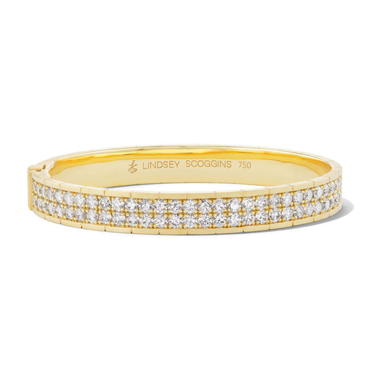 Note to Self Two Row Pave Diamond Bangle Bracelet