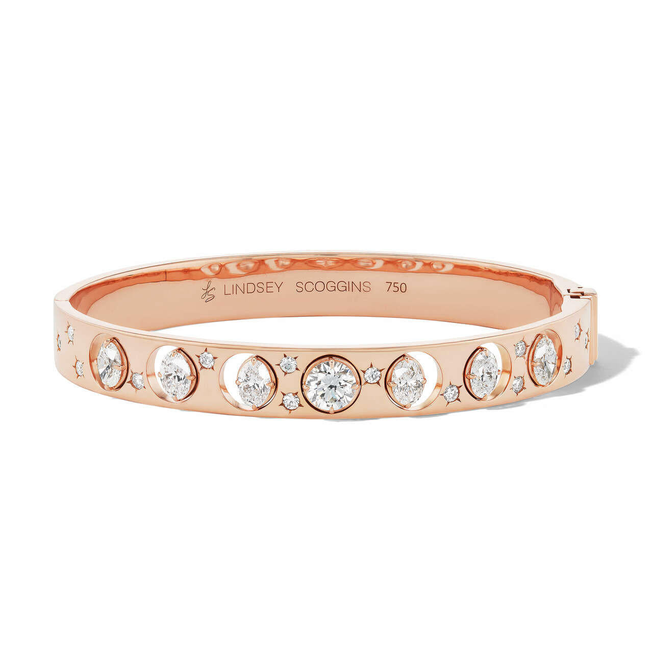 diamond moon bracelet rose gold