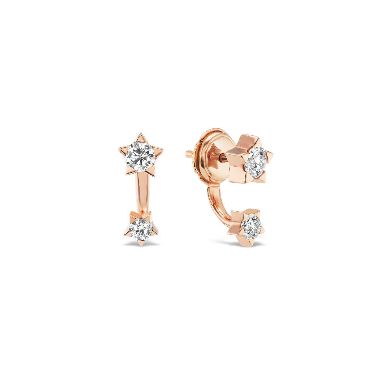 Double Star Stud Earrings in rose gold