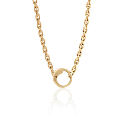 large capsule chain link gold necklace