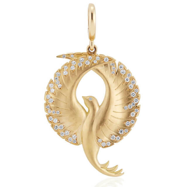 The PHOENIX pave diamond pendant front view