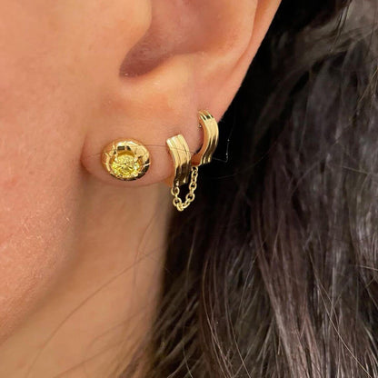 oath double huggie earrings in 18k yellow gold