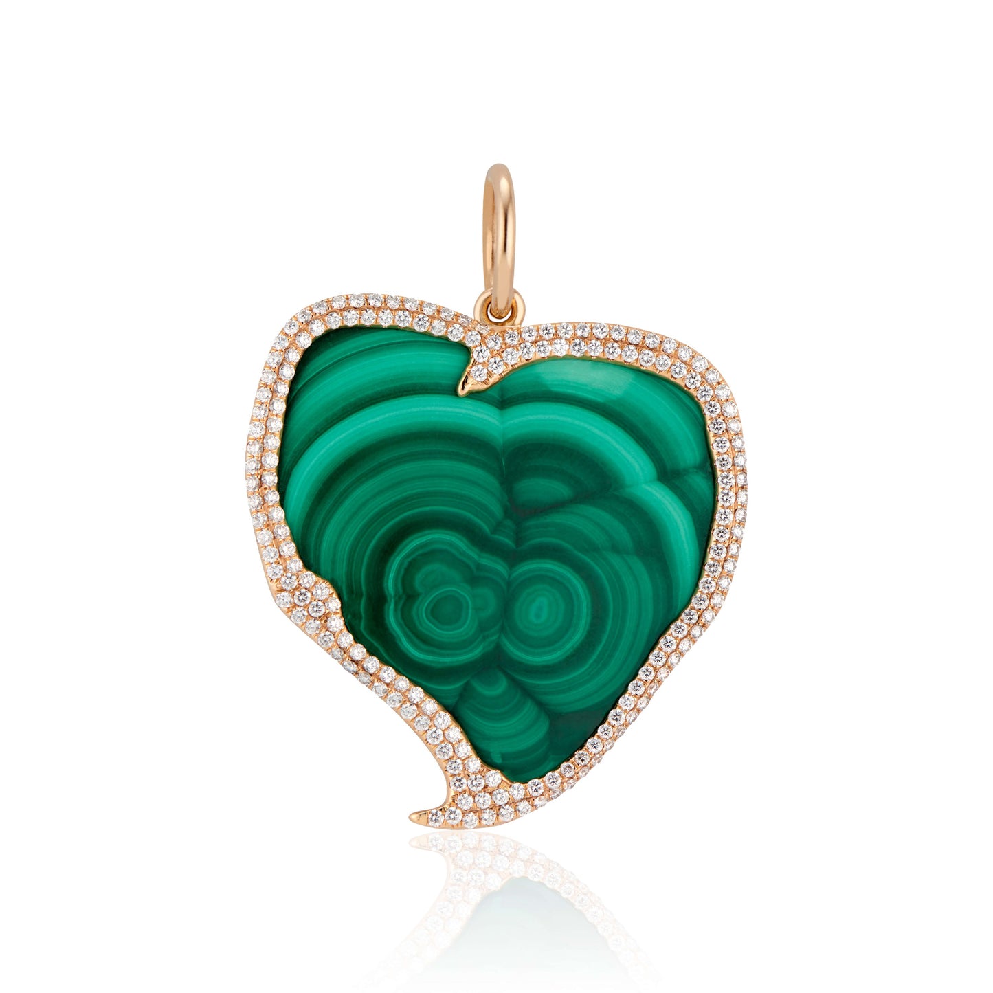 BESPOKE MALACHITE AND DIAMOND HEART PENDANT