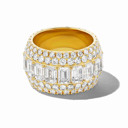 MEGA EMERALD CUT DIAMOND ETERNITY BAND WITH PAVÉ DIAMOND ROWS