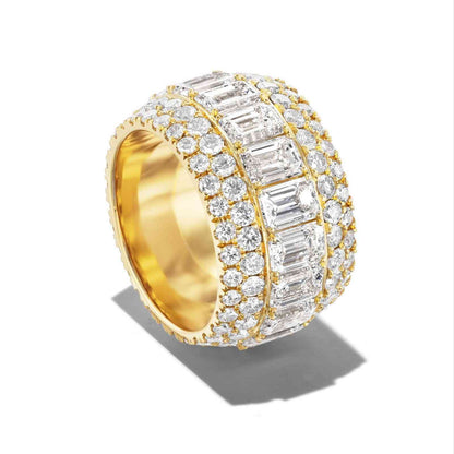 MEGA EMERALD CUT DIAMOND ETERNITY BAND WITH PAVÉ DIAMOND ROWS