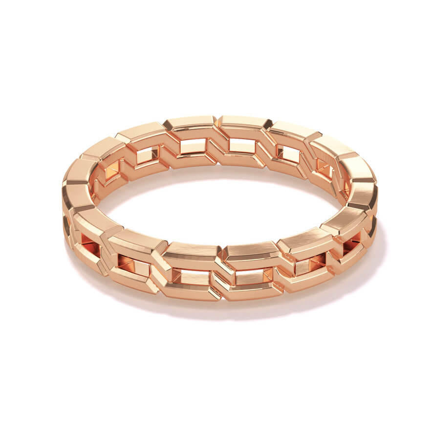 mini 16 gold chain link ring in 18k rose gold