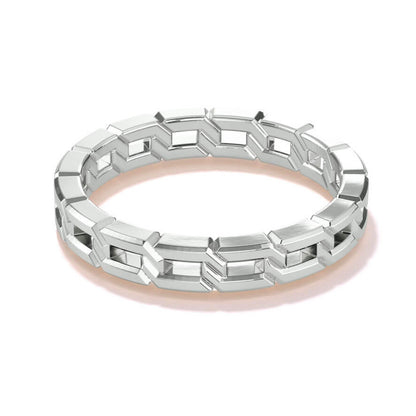 mini 16 gold chain link band in 18k white gold