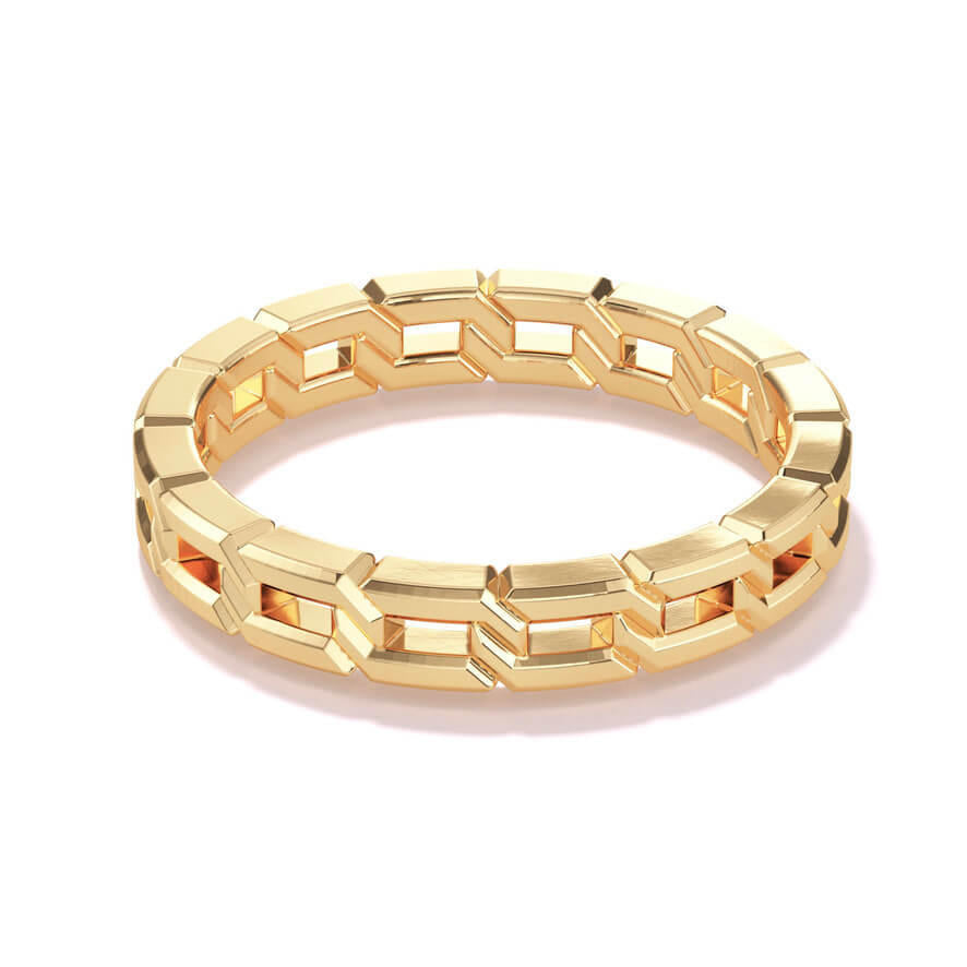 mini 16 gold chain link ring in 18k yellow gold