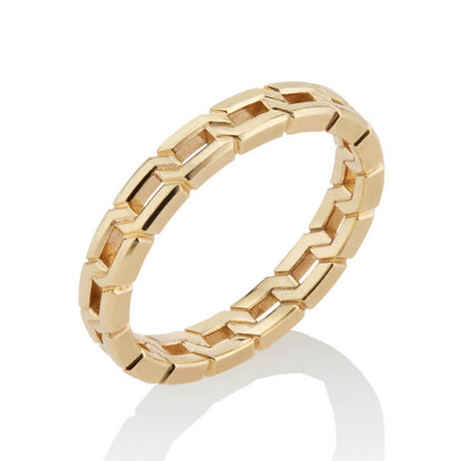 mini 16 gold chain link ring in 18k yellow gold