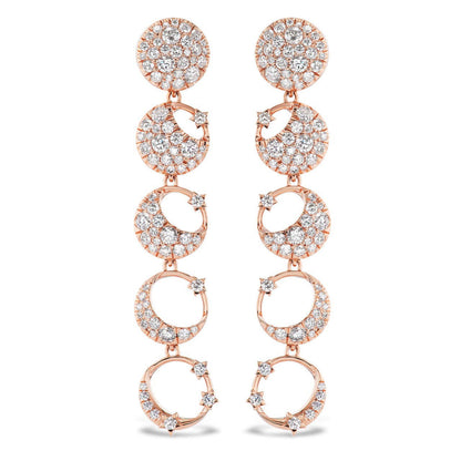 gold and diamond moon phase earrings