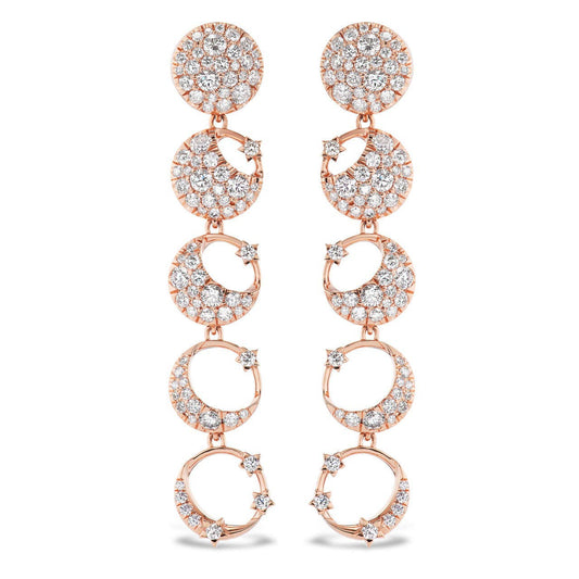 gold and diamond moon phase earrings