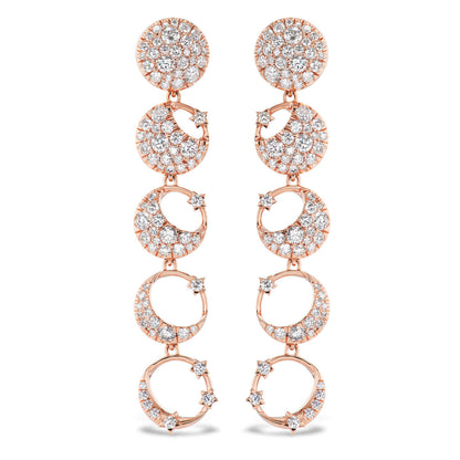 gold and diamond moon phase earrings