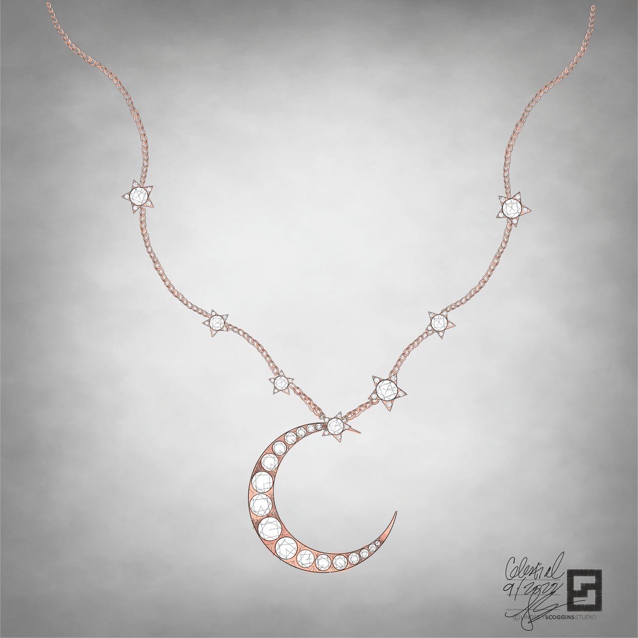 diamond moon and star necklace