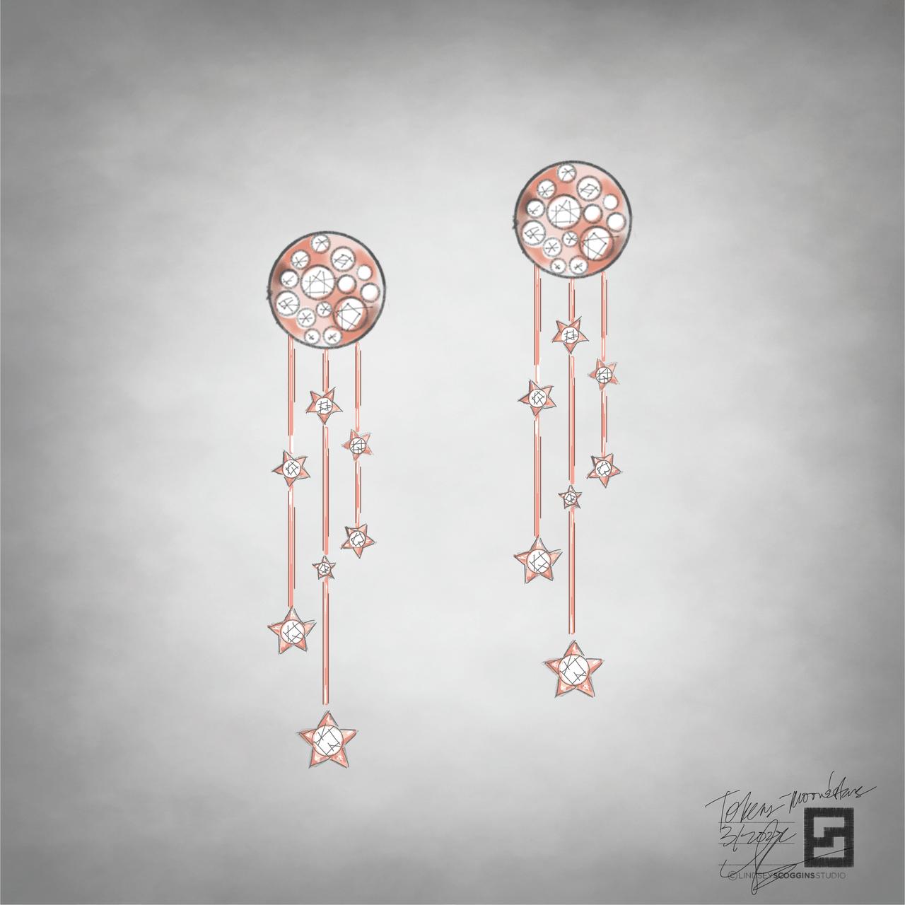 diamond moon and stars earrings