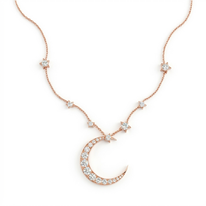 MOON AND STARS PENDANT NECKLACE