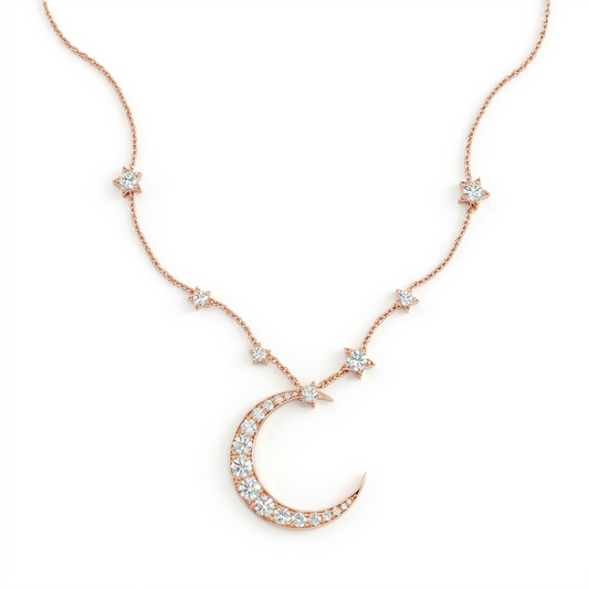 MOON AND STARS PENDANT NECKLACE