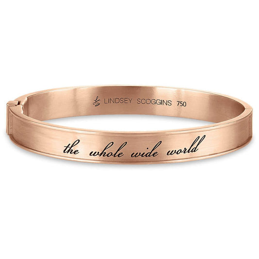 rose gold Note to Self engraved bangle bracelet