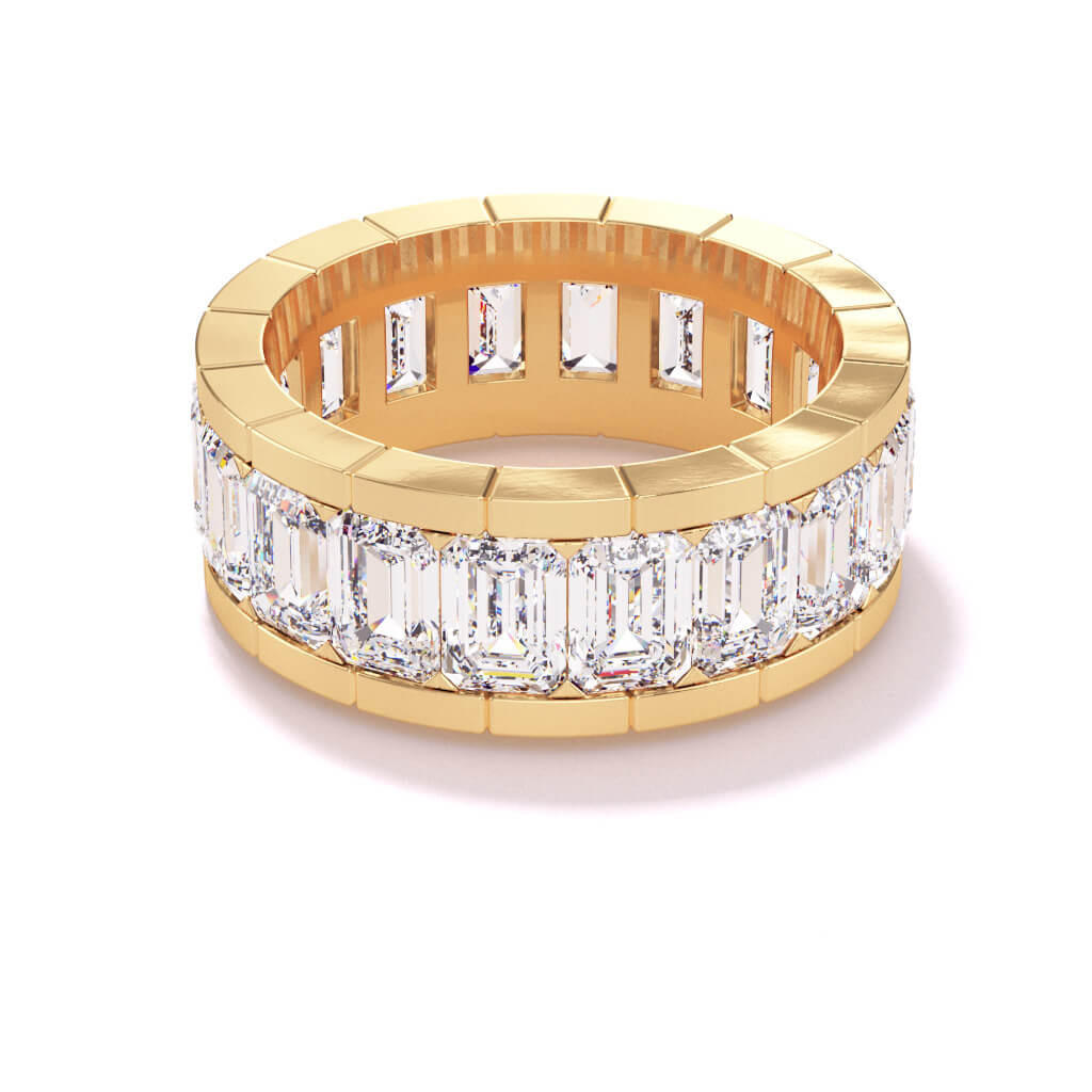 Note to Self Emerald Cut Diamond Eternity Band in 18k yellow gold