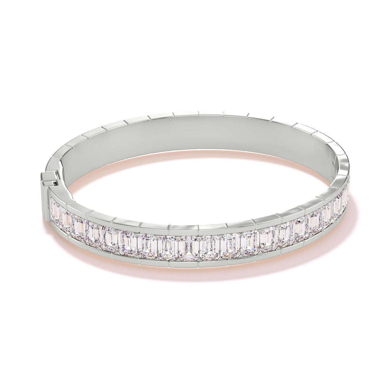 Note to Self emerald cut diamond bangle in 18k white gold