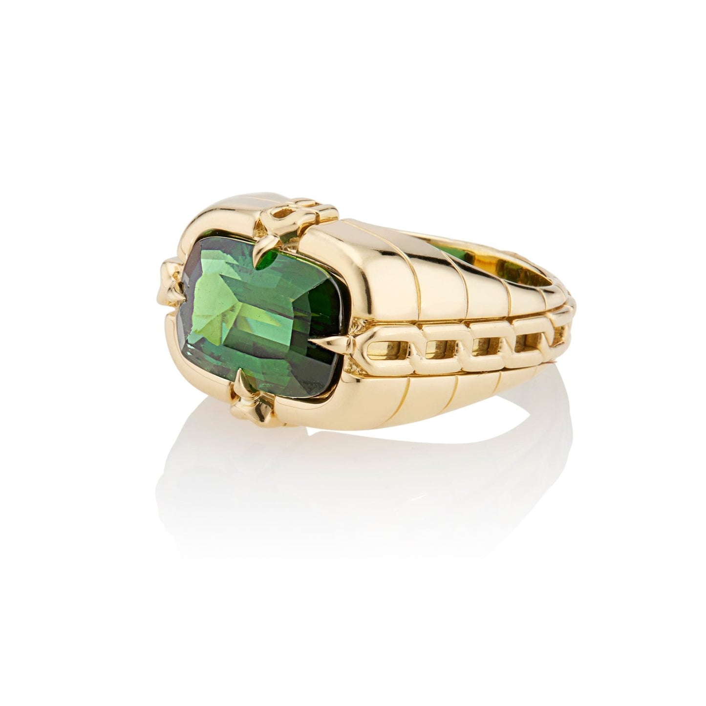 OATH GYPSY LINK RING WITH GREEN TOURMALINE