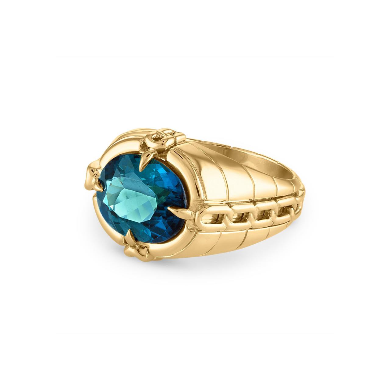 OATH GYPSY LINK RING WITH INDICOLITE TOURMALINE