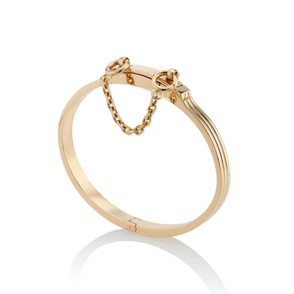 Oath Classic Single Cuff yellow gold side view; solid gold cuff bracelet; 18k gold cuff bracelet; plain gold cuff bracelet