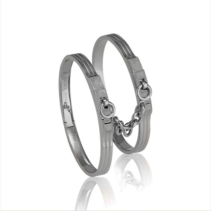 oath double cuffs in white gold with black rhodium; double cuff bracelet