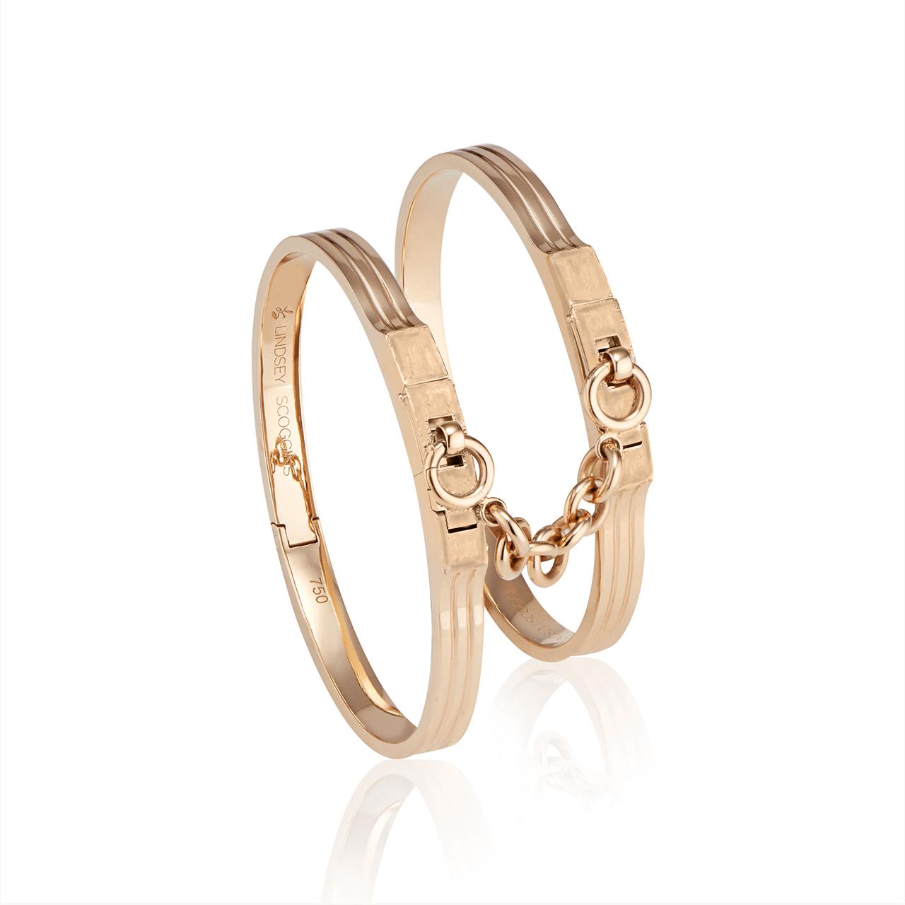 oath double cuffs in rose gold; double cuff bracelet