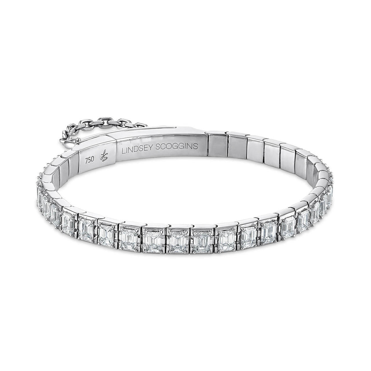 Oath emerald diamond tennis bracelet in white gold