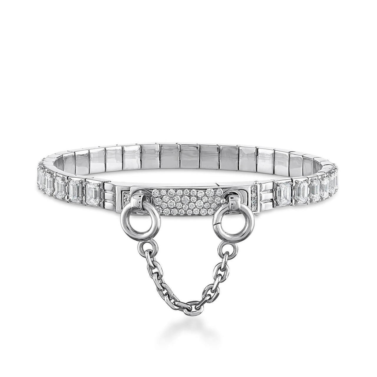 Oath emerald diamond tennis bracelet in white gold