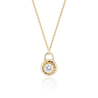 round cut diamond solitaire pendant in 18k gold front view