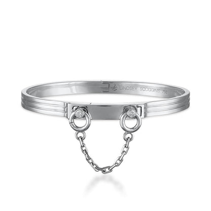 Oath classic single cuff with bezel set diamond loops