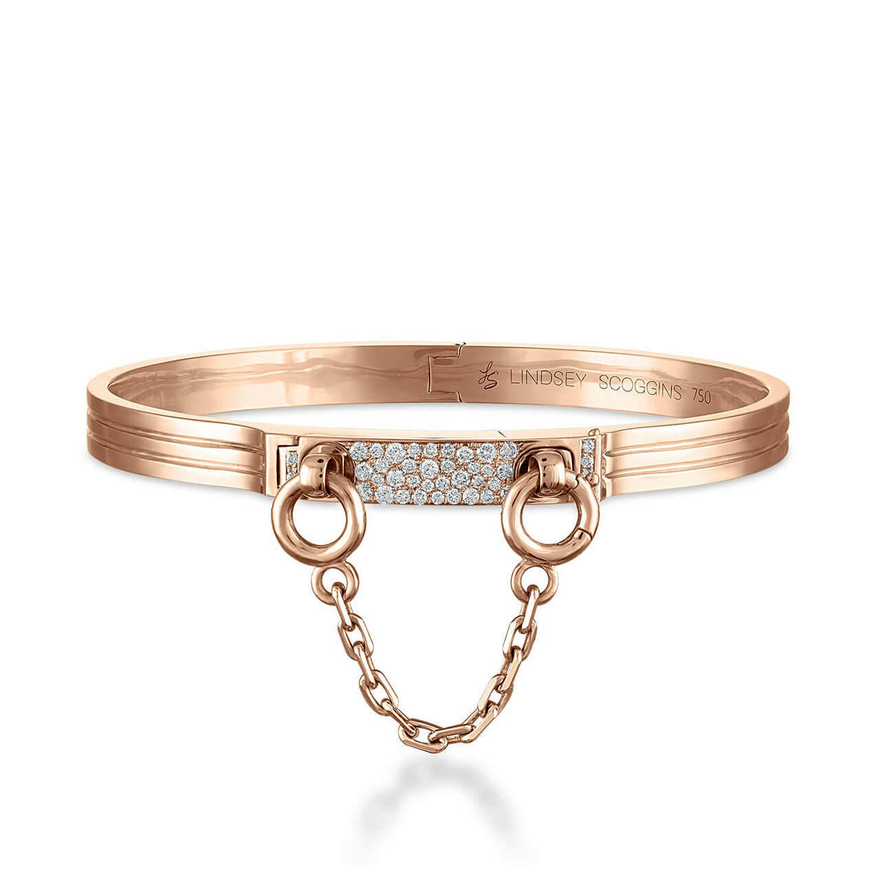 OATH CLASSIC SINGLE CUFF WITH PAVE LATCH IN 18K ROSE GOLD - SIZE  16