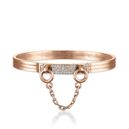 Oath single cuff with pave latch in rose gold