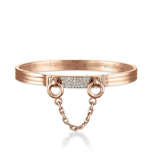 OATH CLASSIC SINGLE CUFF WITH PAVE LATCH IN 18K ROSE GOLD - SIZE  16