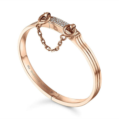 OATH CLASSIC SINGLE CUFF WITH PAVE LATCH IN 18K ROSE GOLD - SIZE  16