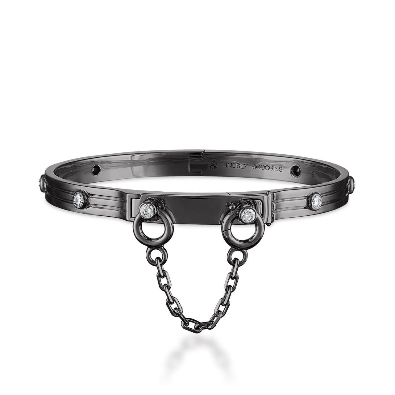 oath single cuff with bezel set diamonds