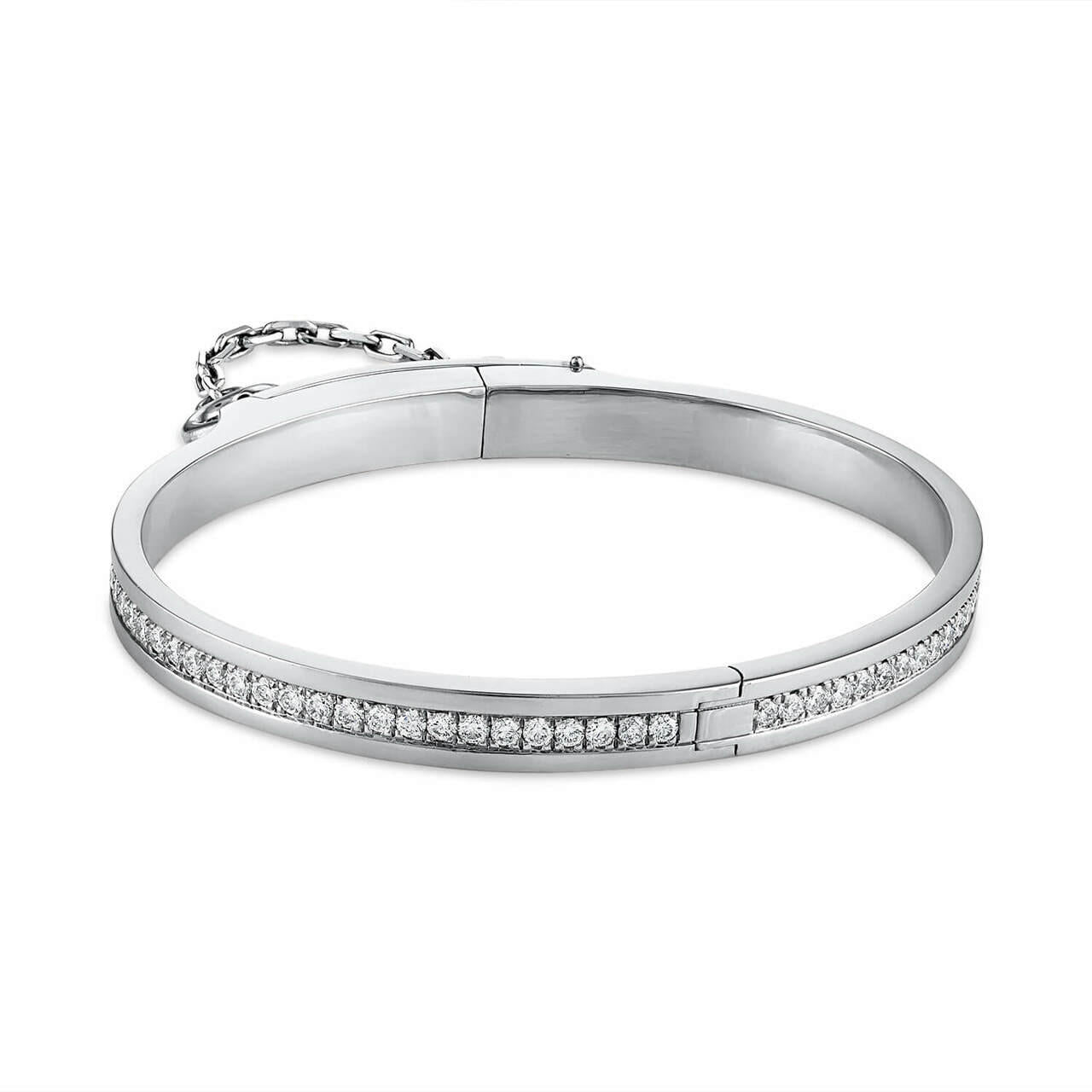 oath single cuff in white gold with pave diamond row; pave diamond bracelet