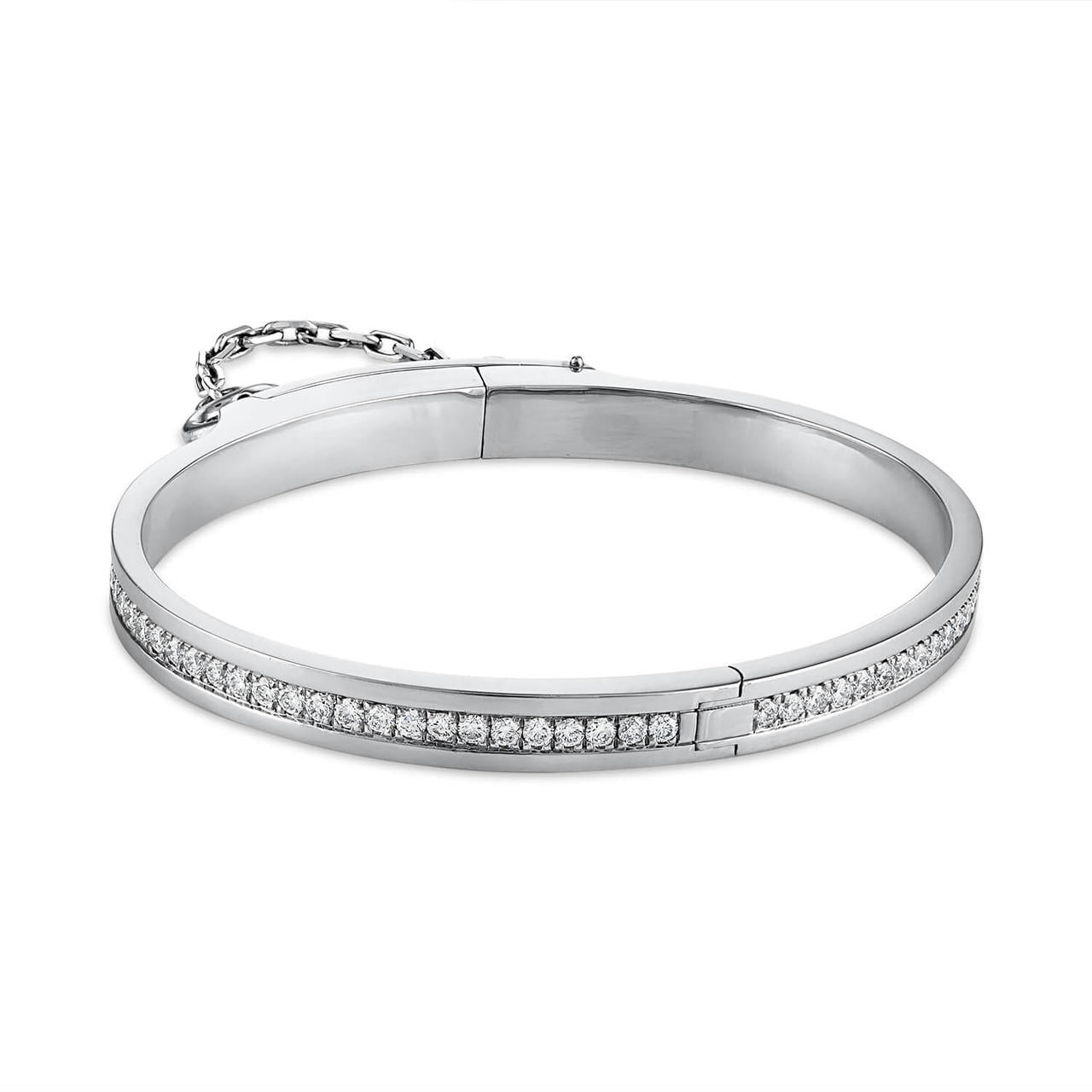 oath single cuff in white gold with pave diamond row; pave diamond bracelet
