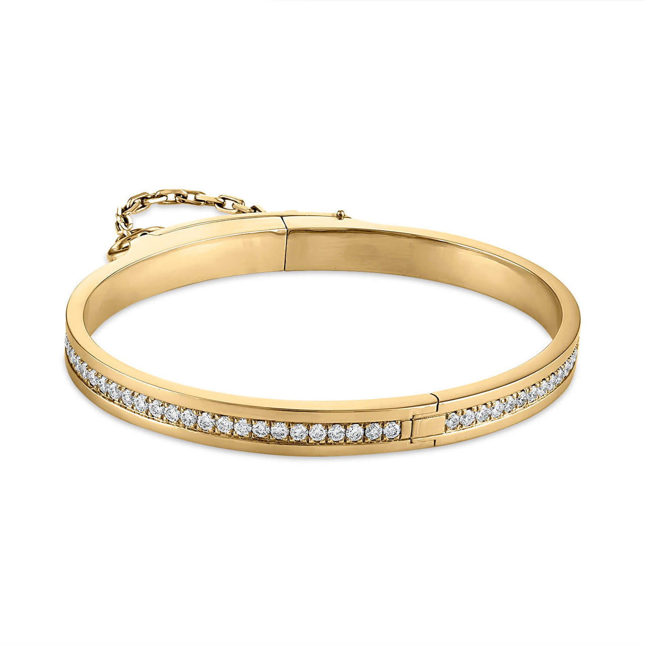 oath single cuff in yellow gold with pave diamond row; pave diamond bracelet