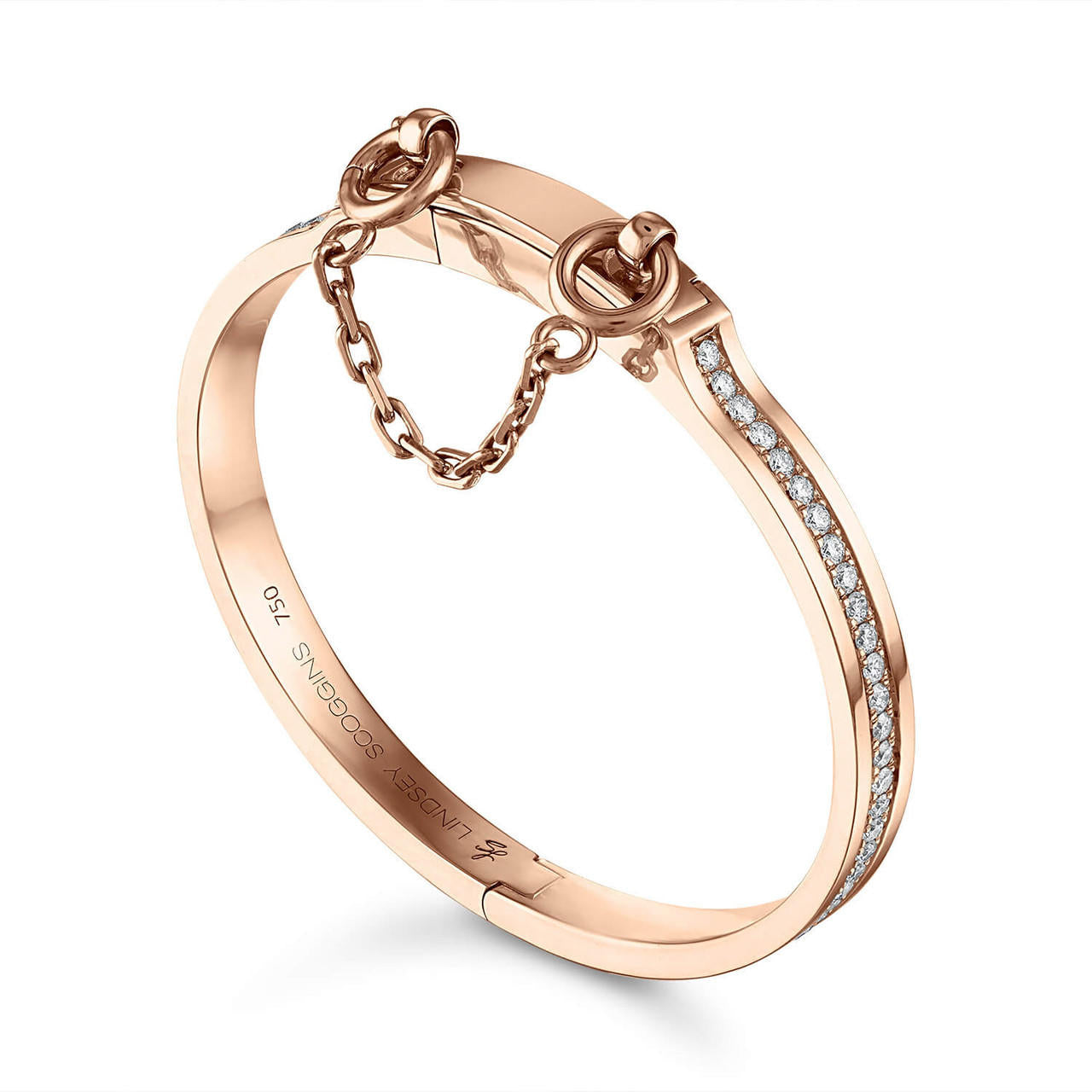 oath single cuff in rose gold with pave diamond row; pave diamond bracelet