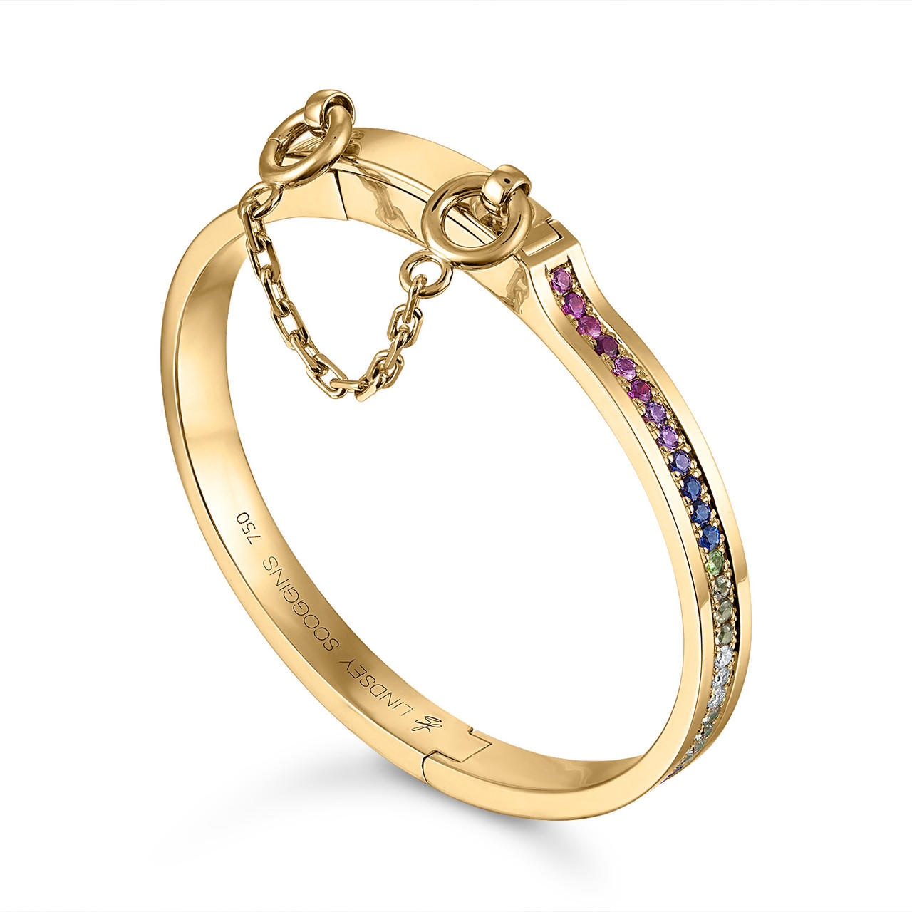 oath single cuff with rainbow gemstones and diamonds