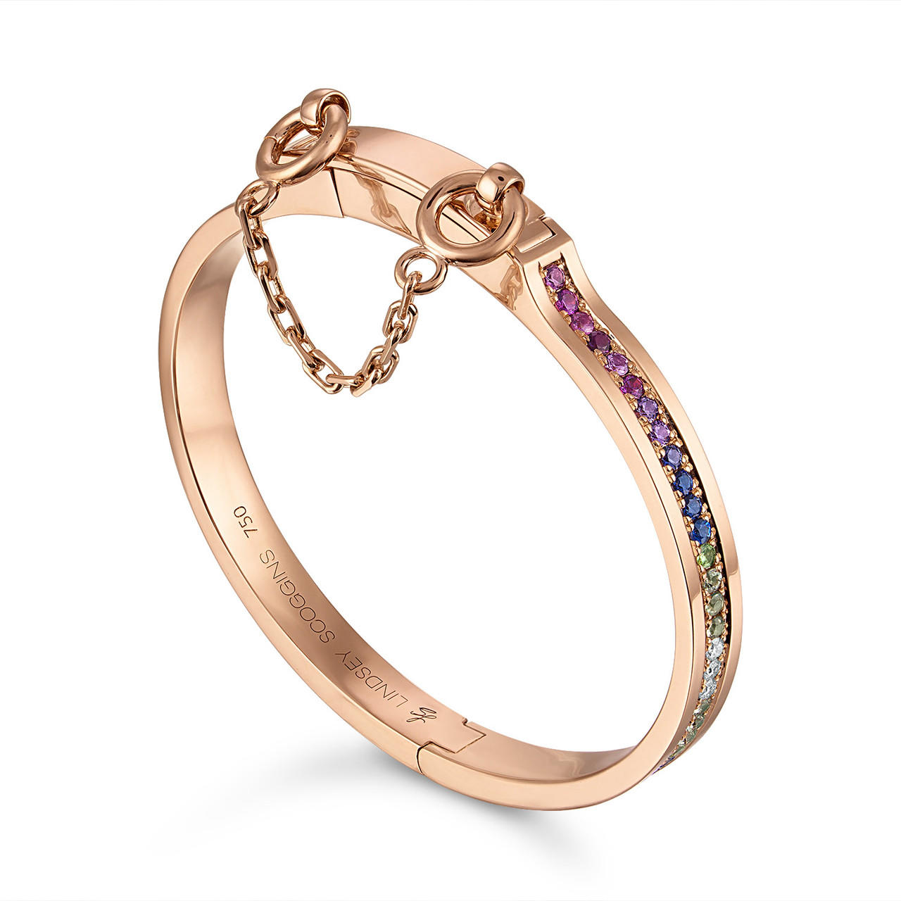 oath single cuff with rainbow gemstones and diamonds