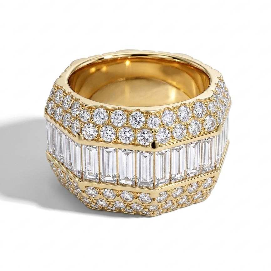 STILL OCTAGON PAVÉ AND BAGUETTE MEGA ETERNITY BAND