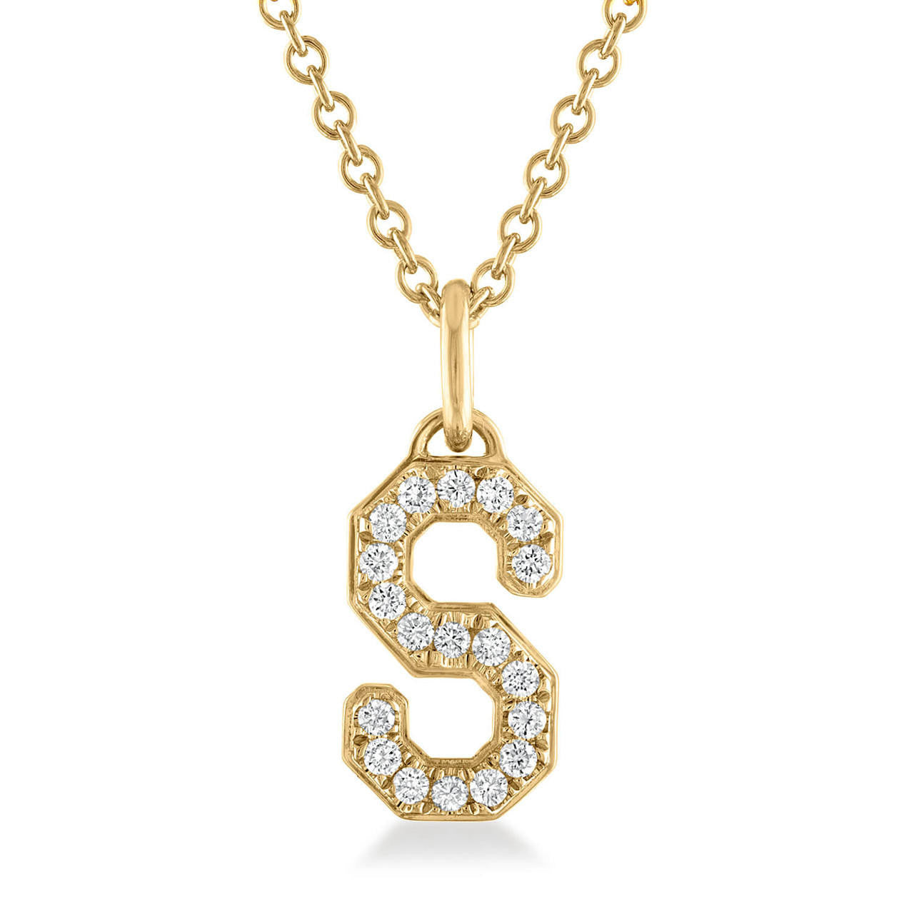 custom diamond letter pendant - letter S diamond pendant