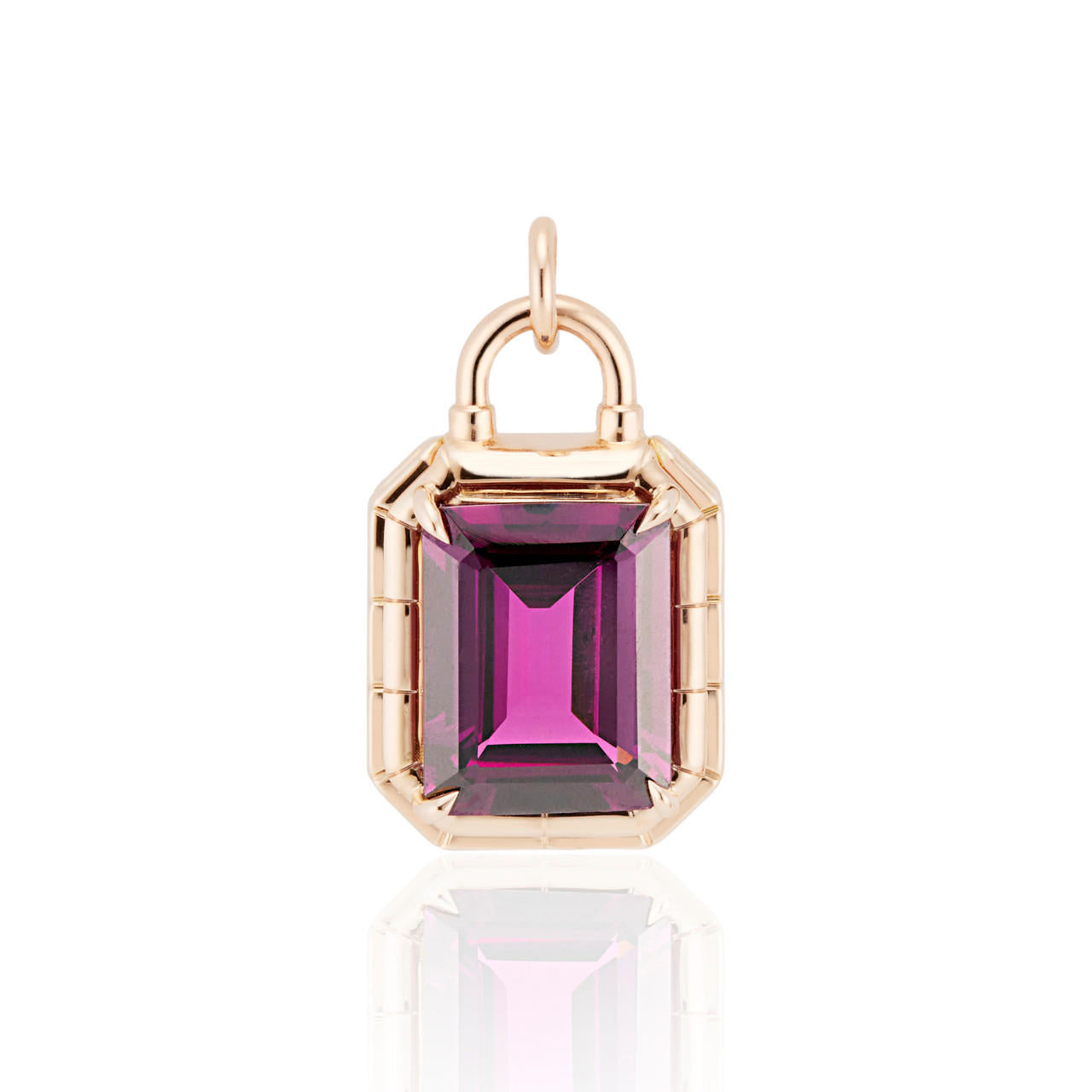 GRAPE GARNET EMERALD CUT GYPSY PADLOCK