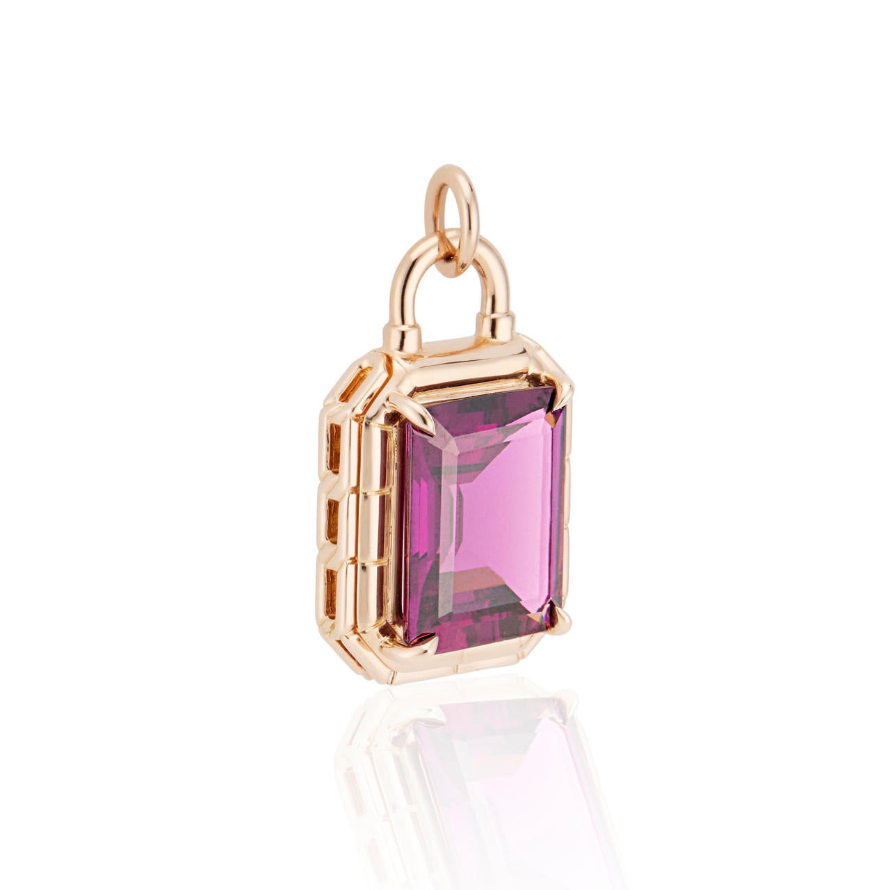 GRAPE GARNET EMERALD CUT GYPSY PADLOCK